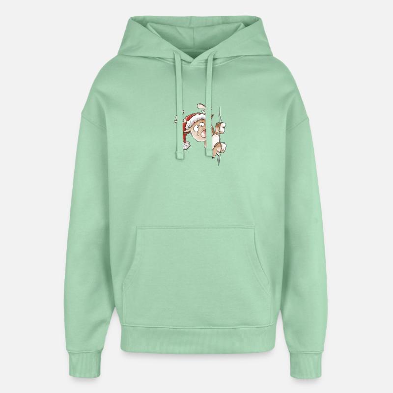 Drôle de renne Noël I cadeau - Sweat à capuche unisexe Stanley/Stella Oversized - jade brumeux
