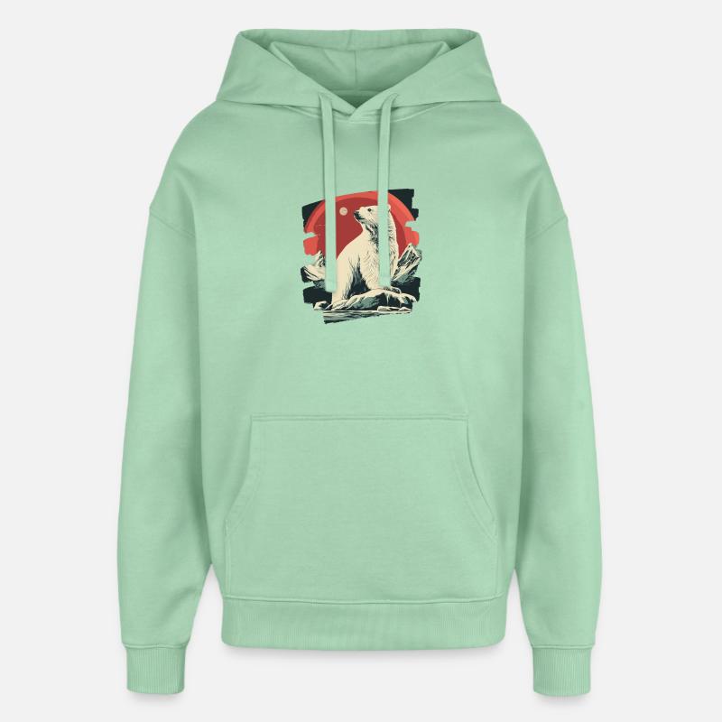 Ours glacé rétro - Sweat à capuche unisexe Stanley/Stella Oversized - jade brumeux