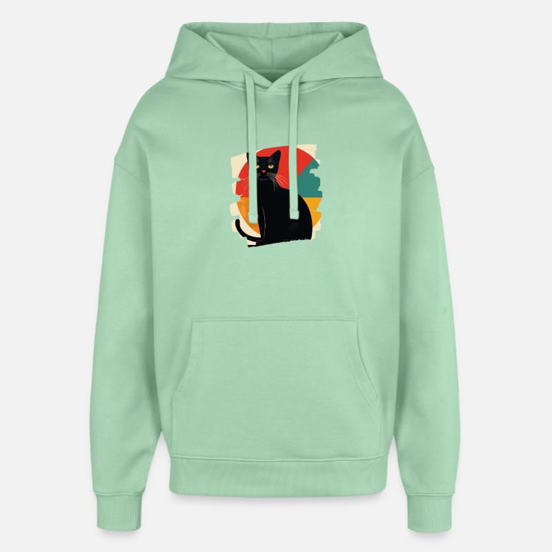 Chat Noir Rétro - Sweat à capuche unisexe Stanley/Stella Oversized - jade brumeux