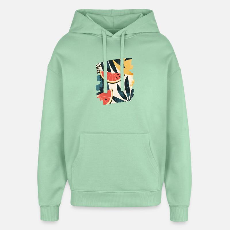 Pastèque d’été et palmiers - Sweat à capuche unisexe Stanley/Stella Oversized - jade brumeux