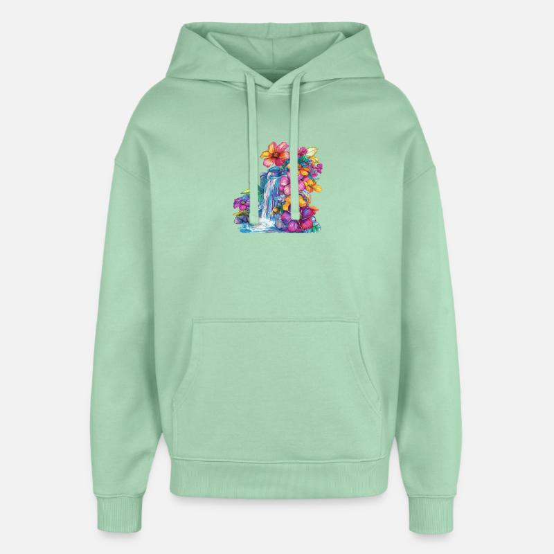 Cascade de fleurs à la cascade - Sweat à capuche unisexe Stanley/Stella Oversized - jade brumeux
