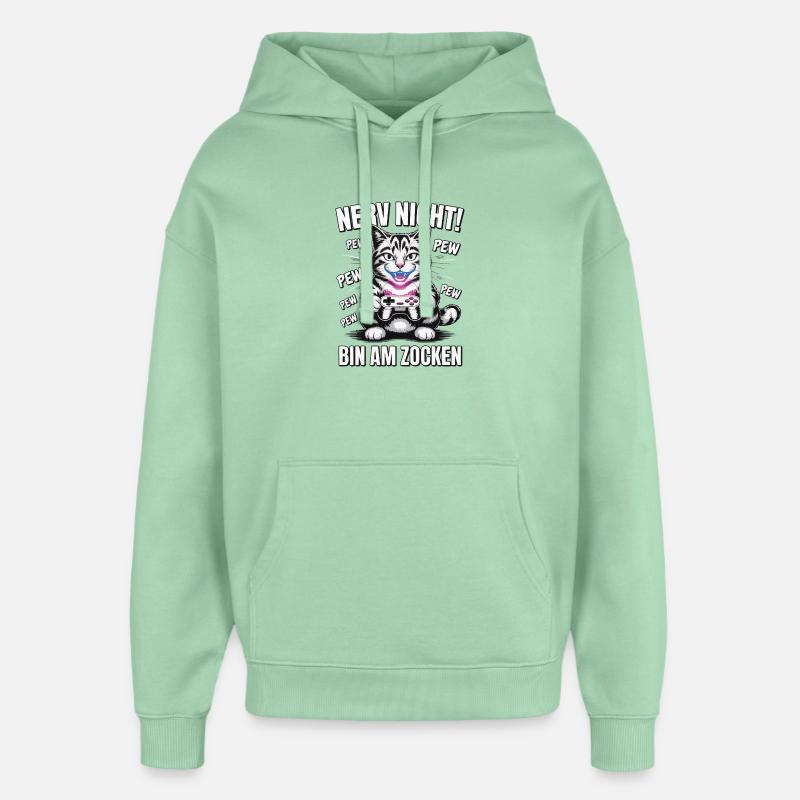 Courage Not I Gaming Cat Design - Sweat à capuche unisexe Stanley/Stella Oversized - jade brumeux