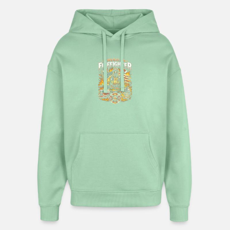 Héros pompier américain - Sweat à capuche unisexe Stanley/Stella Oversized - jade brumeux