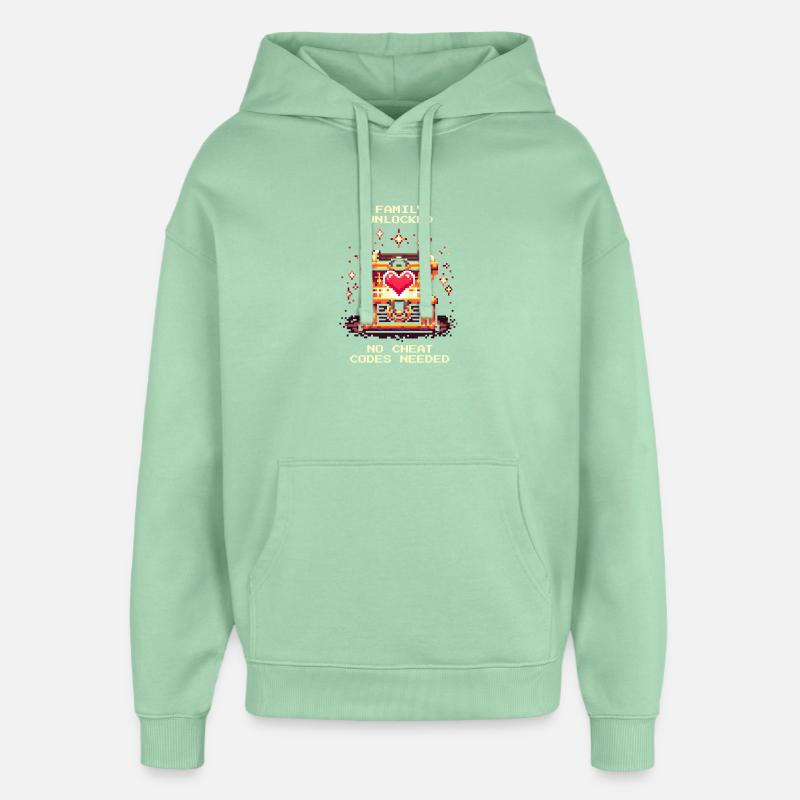 Familie låst op uden snydekoder | Lapværk - Hættetrøje unisex Stanley/Stella Oversized - tåget jade