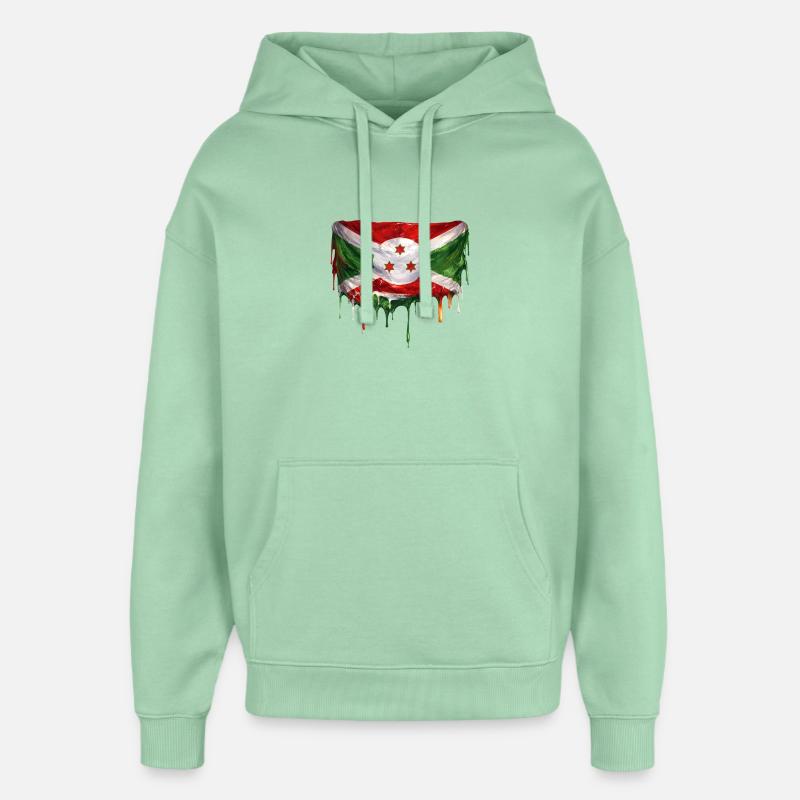 Art du drapeau du Burundi - Sweat à capuche unisexe Stanley/Stella Oversized - jade brumeux