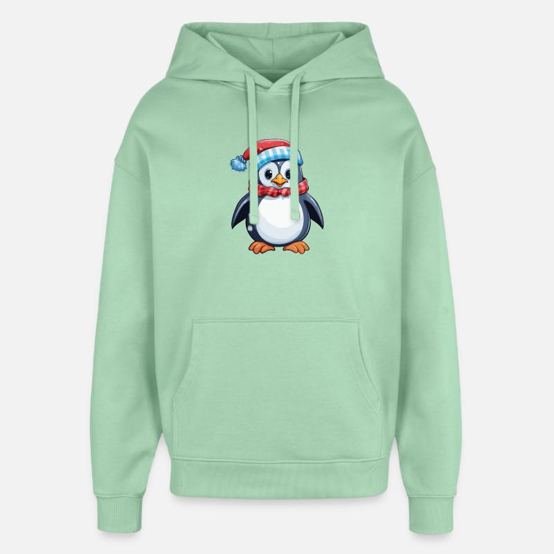 Pingouin avec chapeau d’hiver et écharpe - Sweat à capuche unisexe Stanley/Stella Oversized - jade brumeux