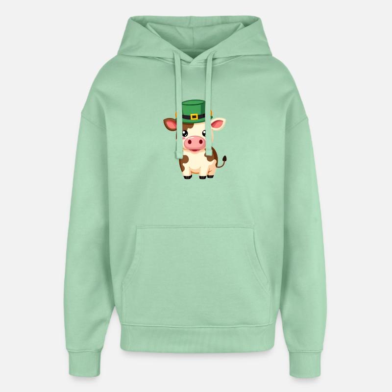 Vache à la Saint-Patrick - Sweat à capuche unisexe Stanley/Stella Oversized - jade brumeux