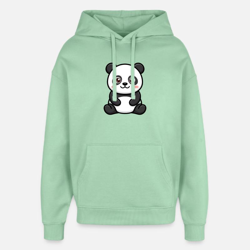 Dessin animé Panda Peluche Kawaii - Sweat à capuche unisexe Stanley/Stella Oversized - jade brumeux