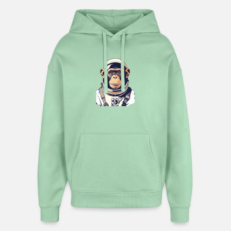 Motif spatial Singe Astronaute Singe - Sweat à capuche unisexe Stanley/Stella Oversized - jade brumeux