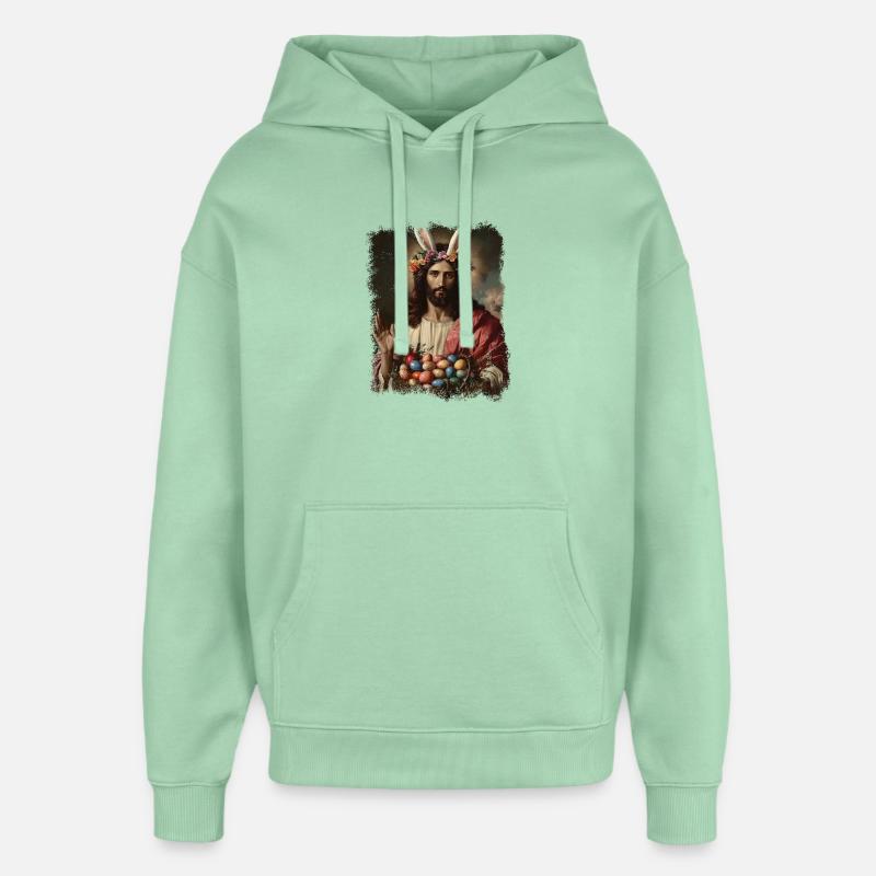 Jesus Christ at Easter with Easter eggs - Oversized Unisex Hoodie by Stanley/Stella - misty jade