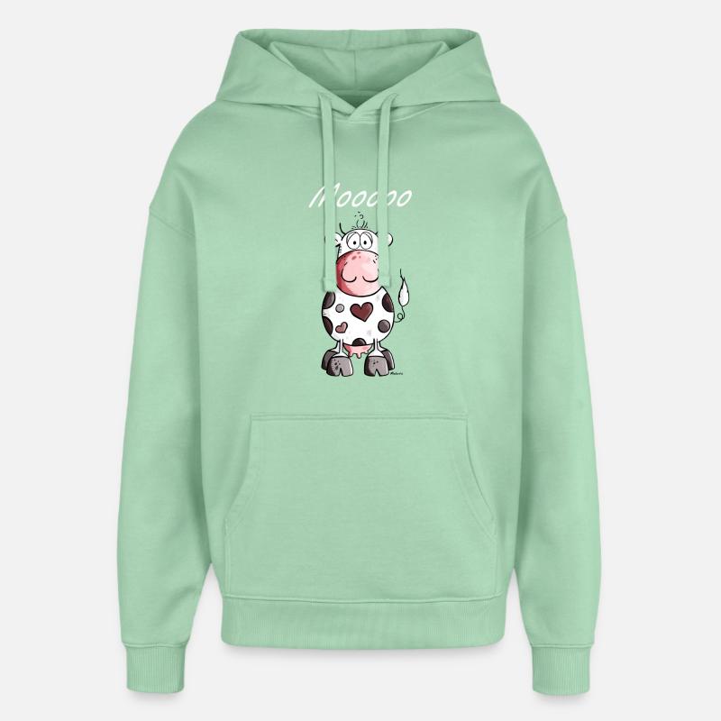 Mooo Vache - Sweat à capuche unisexe Stanley/Stella Oversized - jade brumeux