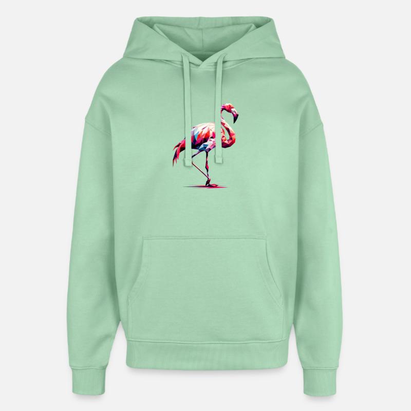 Flamant rose polygonal - Sweat à capuche unisexe Stanley/Stella Oversized - jade brumeux