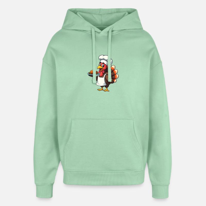 Cuisinier de dinde de Thanksgiving Thanksgiving - Sweat à capuche unisexe Stanley/Stella Oversized - jade brumeux