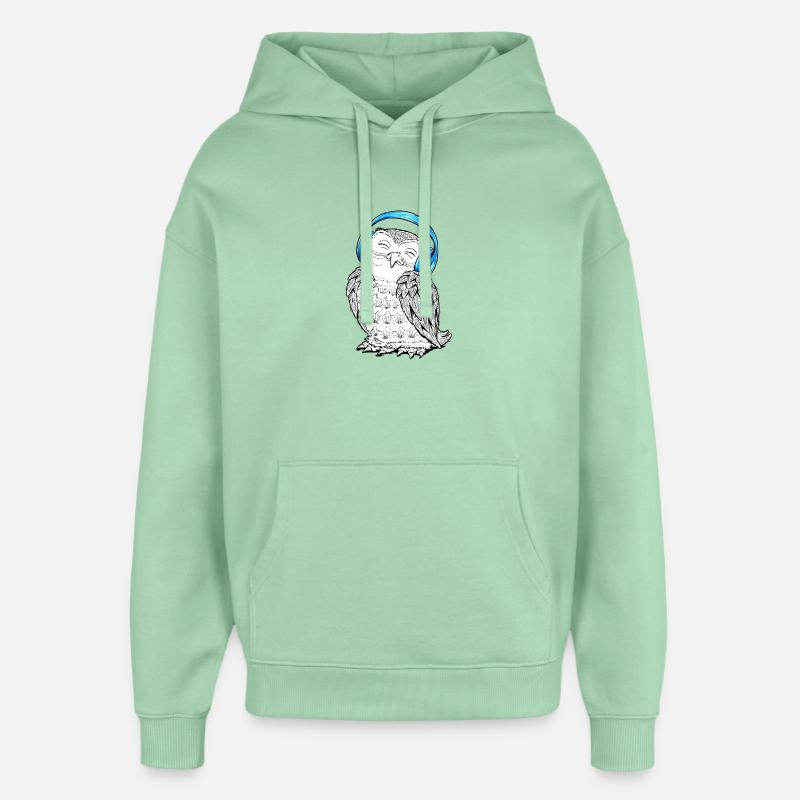 Hibou avec écouteurs - Sweat à capuche unisexe Stanley/Stella Oversized - jade brumeux