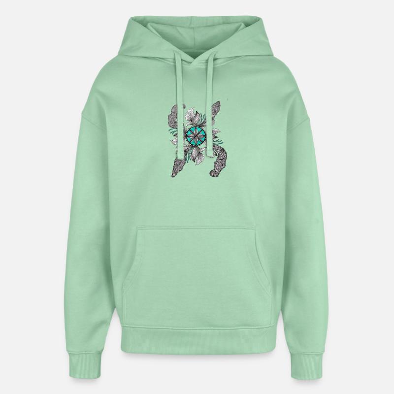 Fleur Étoile Déco Sarcelle - Sweat à capuche unisexe Stanley/Stella Oversized - jade brumeux