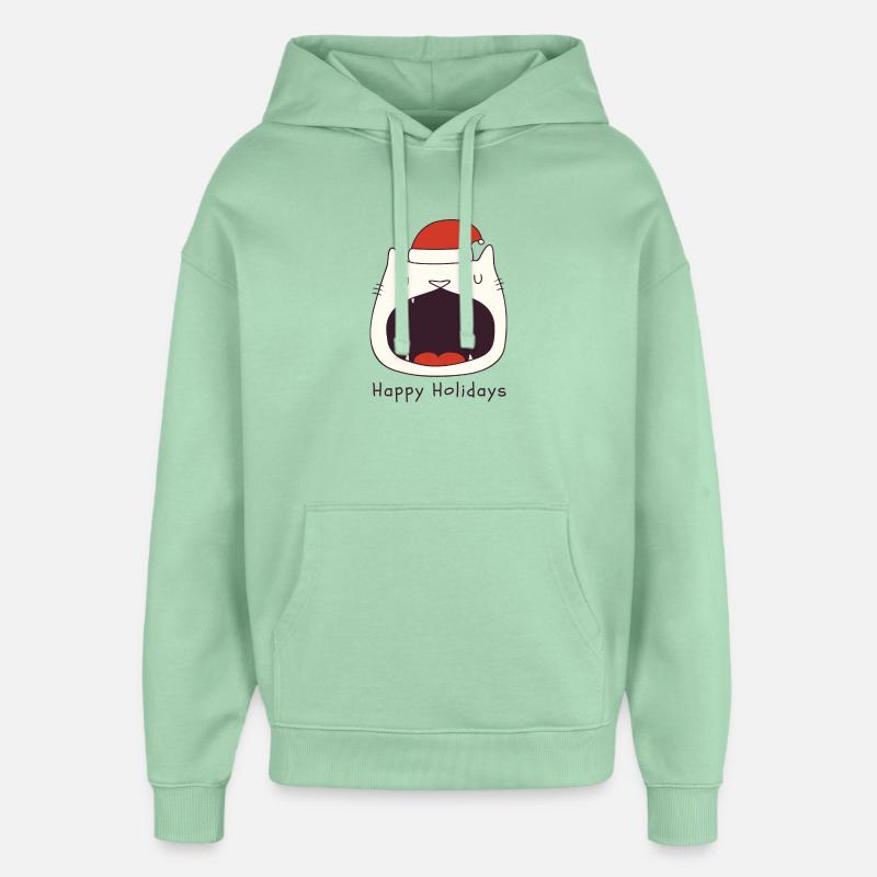 Drôle de chat de Noël - Sweat à capuche unisexe Stanley/Stella Oversized - jade brumeux