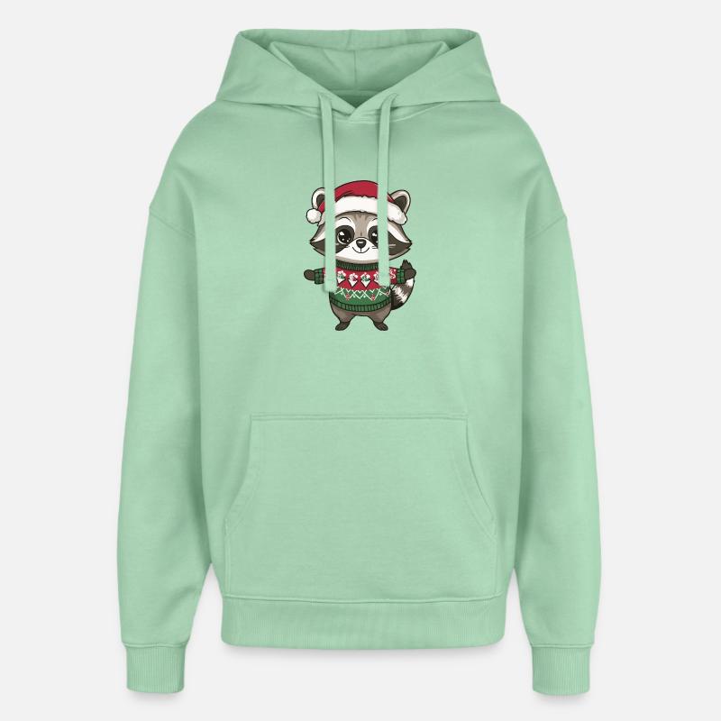 Noël du raton laveur - Sweat à capuche unisexe Stanley/Stella Oversized - jade brumeux
