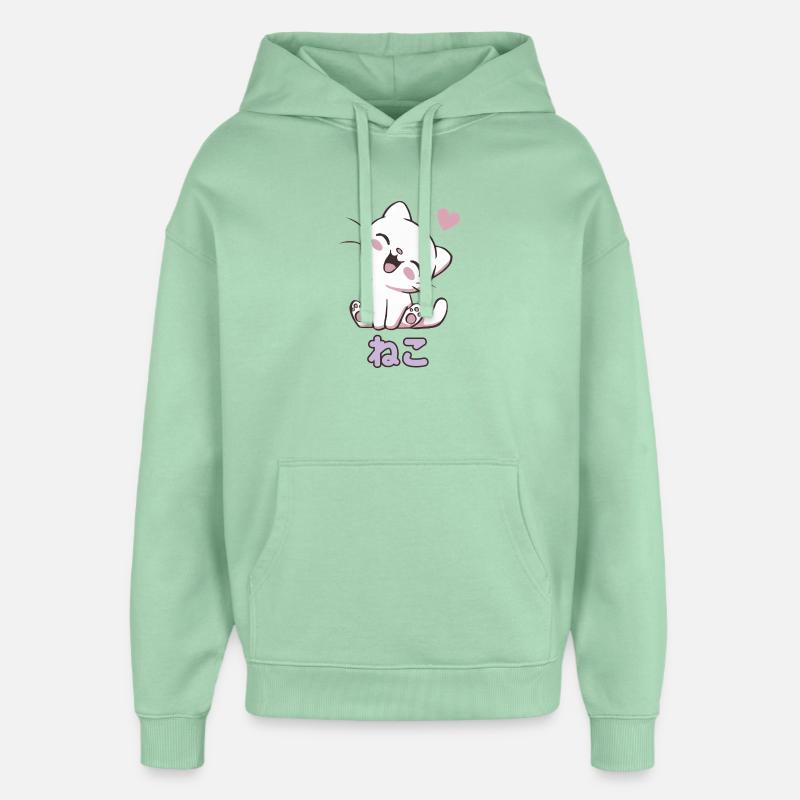 Cœurs de chat câlins Neko - Sweat à capuche unisexe Stanley/Stella Oversized - jade brumeux