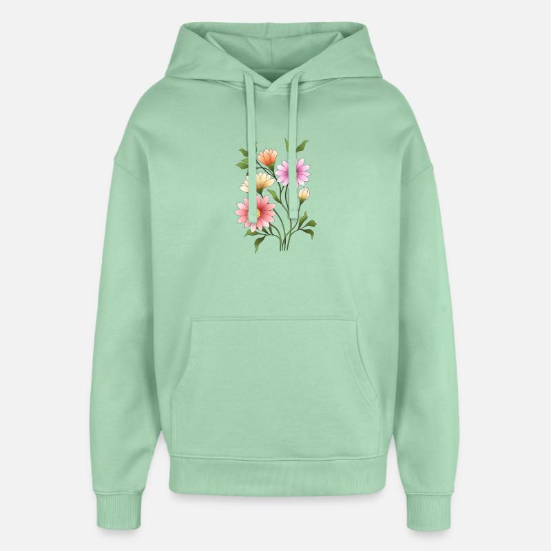 Fleur - Sweat à capuche unisexe Stanley/Stella Oversized - jade brumeux