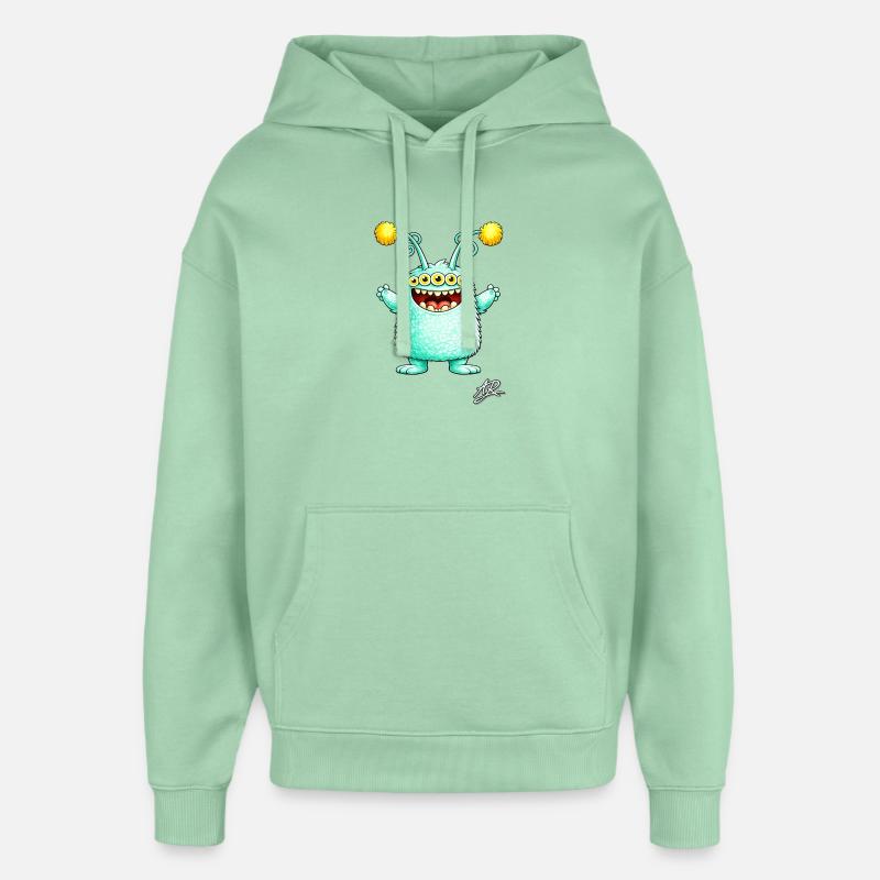Monstre vert à cinq yeux - Sweat à capuche unisexe Stanley/Stella Oversized - jade brumeux