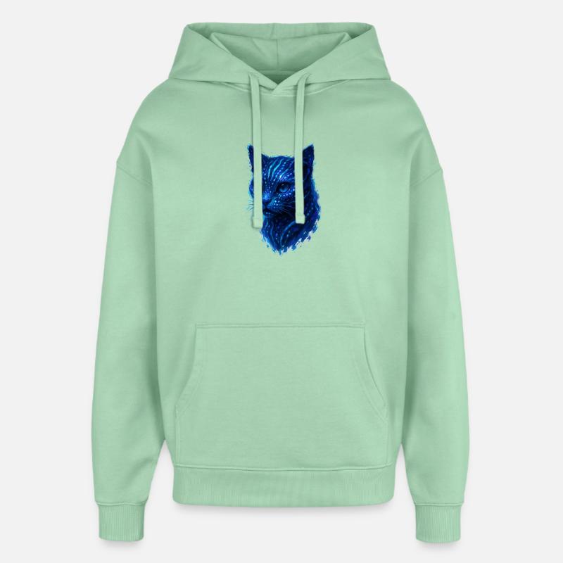 Chat Cyber Bioluminescent Neon - Sweat à capuche unisexe Stanley/Stella Oversized - jade brumeux