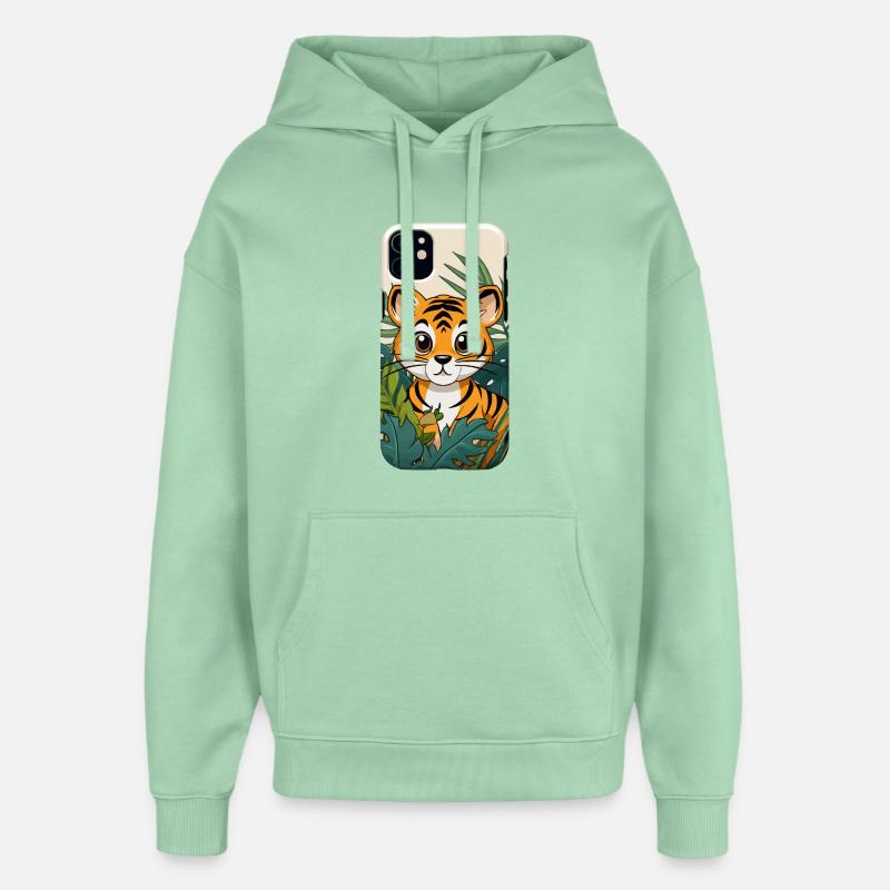 Petit tigre dans la jungle - Sweat à capuche unisexe Stanley/Stella Oversized - jade brumeux