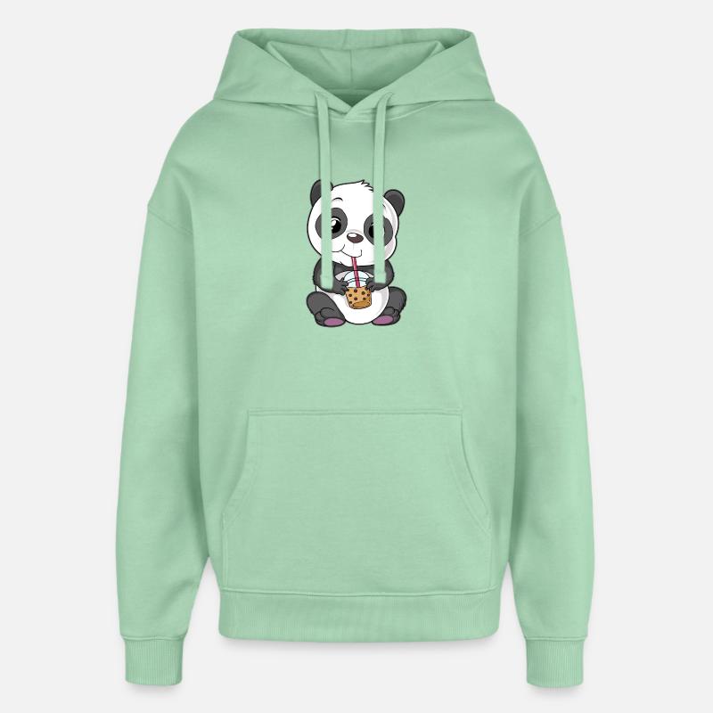 Panda Bubble Tea - Sweat à capuche unisexe Stanley/Stella Oversized - jade brumeux