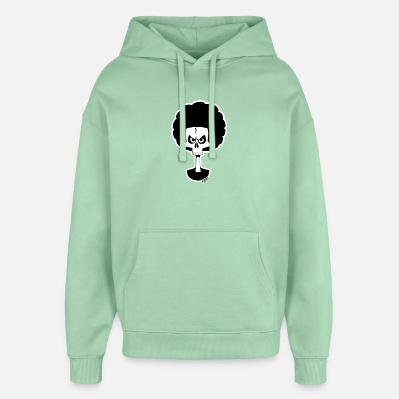 Dessin animé Afro Skull Monochrome - Sweat à capuche unisexe Stanley/Stella Oversized - jade brumeux