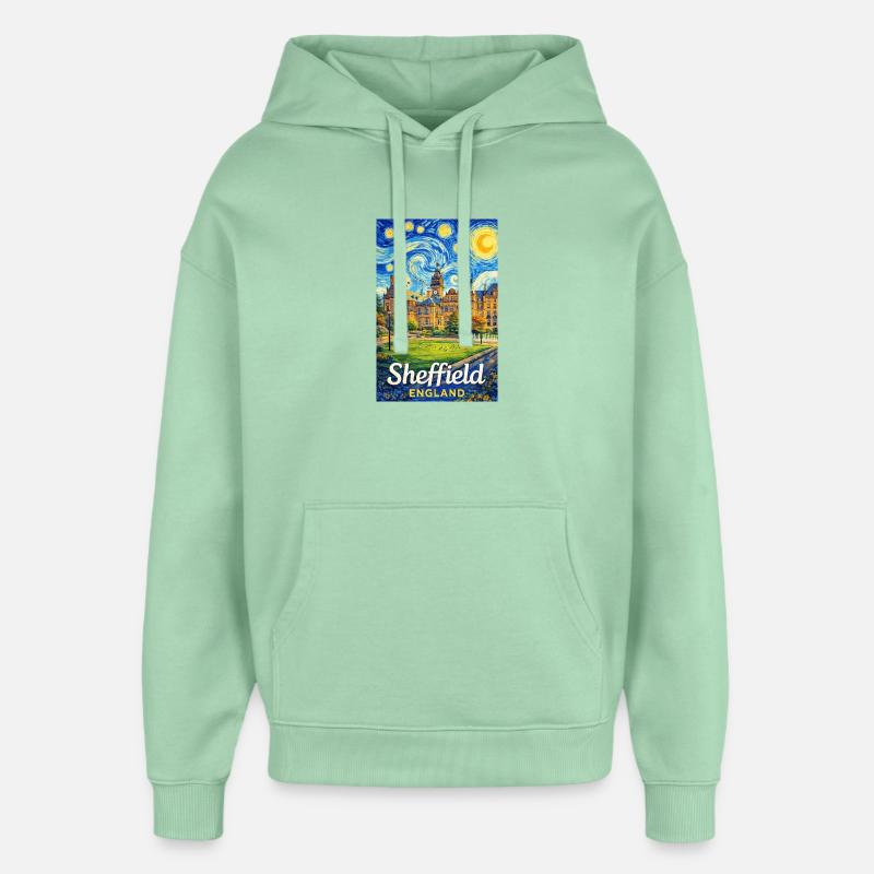 Sheffield, Angleterre - Sweat à capuche unisexe Stanley/Stella Oversized - jade brumeux