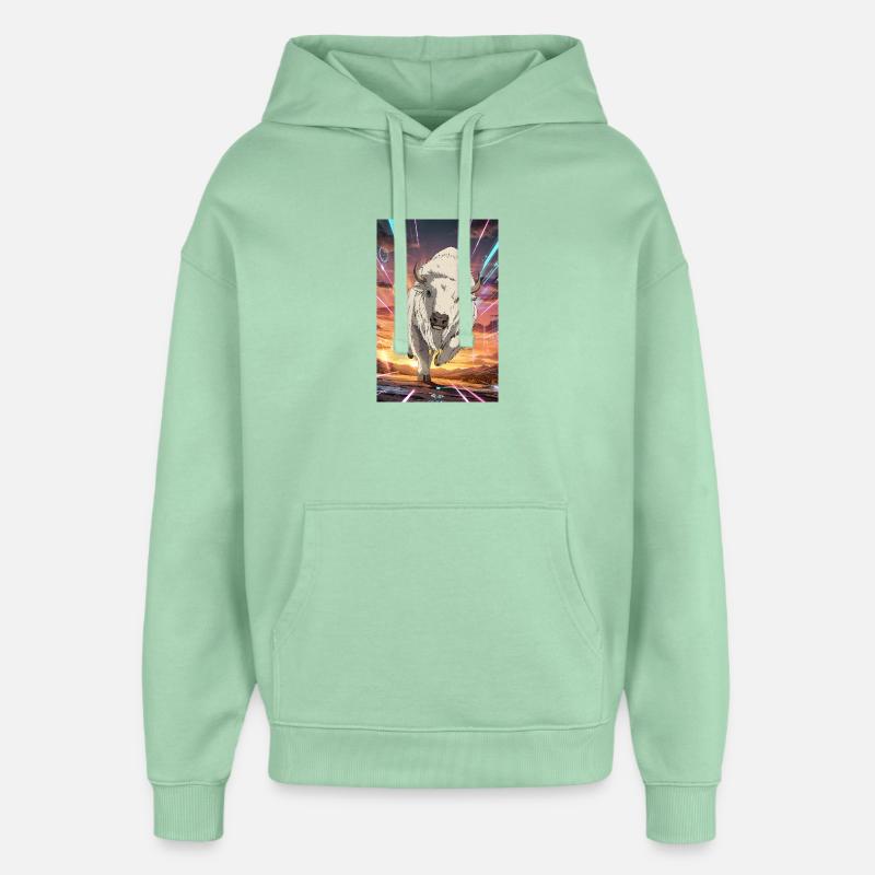 Bison Néon Courant - Sweat à capuche unisexe Stanley/Stella Oversized - jade brumeux