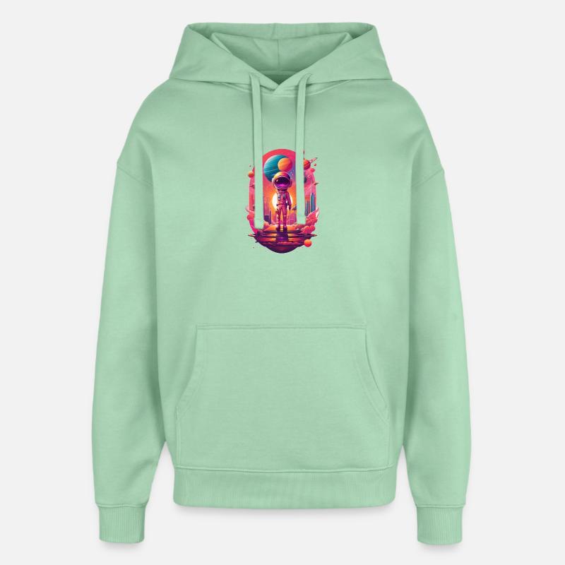 Astronaute sur la planète néon - Sweat à capuche unisexe Stanley/Stella Oversized - jade brumeux
