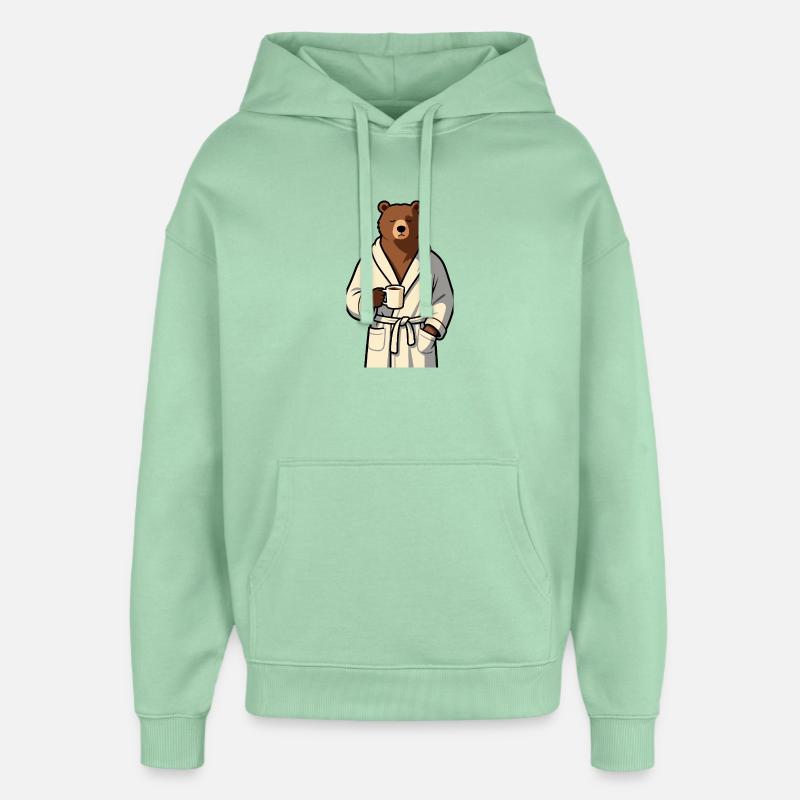 Tired Bear - Café - Sweat à capuche unisexe Stanley/Stella Oversized - jade brumeux