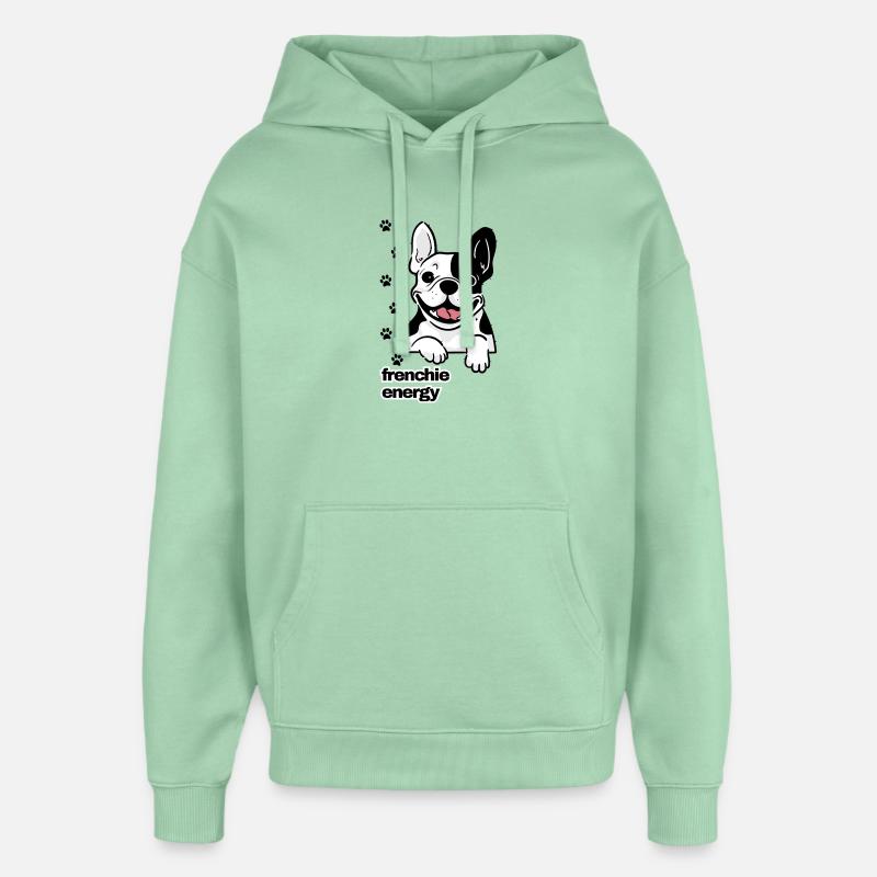 Frenchie Energy - Sweat à capuche unisexe Stanley/Stella Oversized - jade brumeux