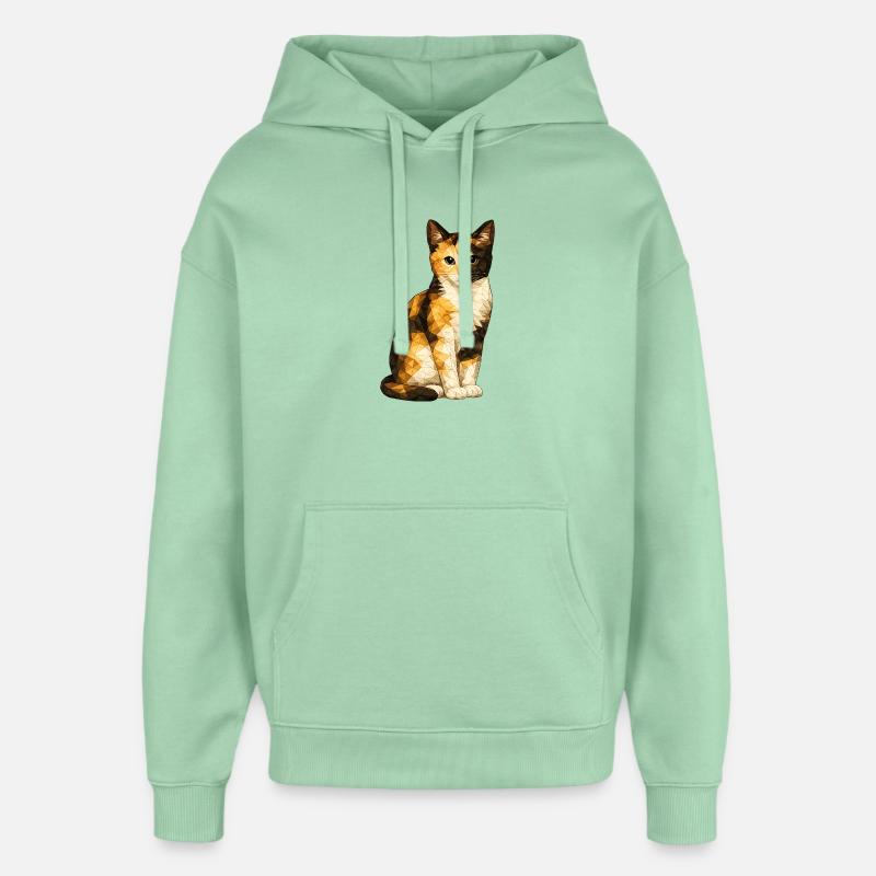 Emmi Polygon Chat Mignonnerie Géométrique - Sweat à capuche unisexe Stanley/Stella Oversized - jade brumeux