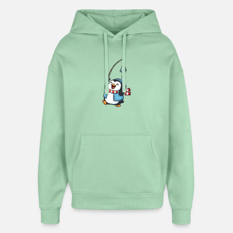 Mignon Pingouin Pêcheur Pêche Pêche - Sweat à capuche unisexe Stanley/Stella Oversized - jade brumeux