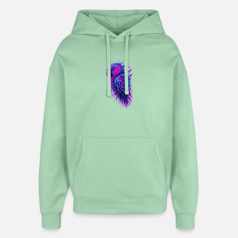 Papagei-Glitch-Kunst Cyber-Vibration - Oversized Unisex Hoodie von Stanley/Stella - Nebeljade