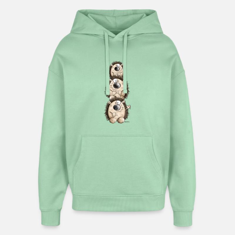 Dessin animé hérisson - Sweat à capuche unisexe Stanley/Stella Oversized - jade brumeux