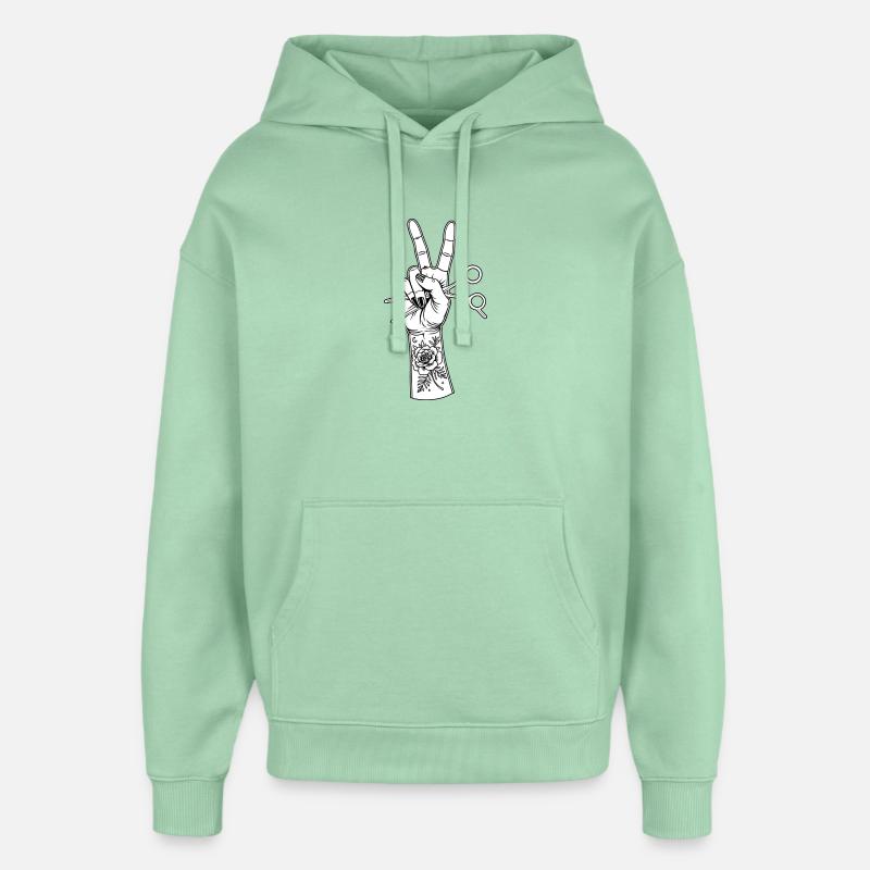 Coiffeur Ciseaux Peigne Tattoo - Sweat à capuche unisexe Stanley/Stella Oversized - jade brumeux