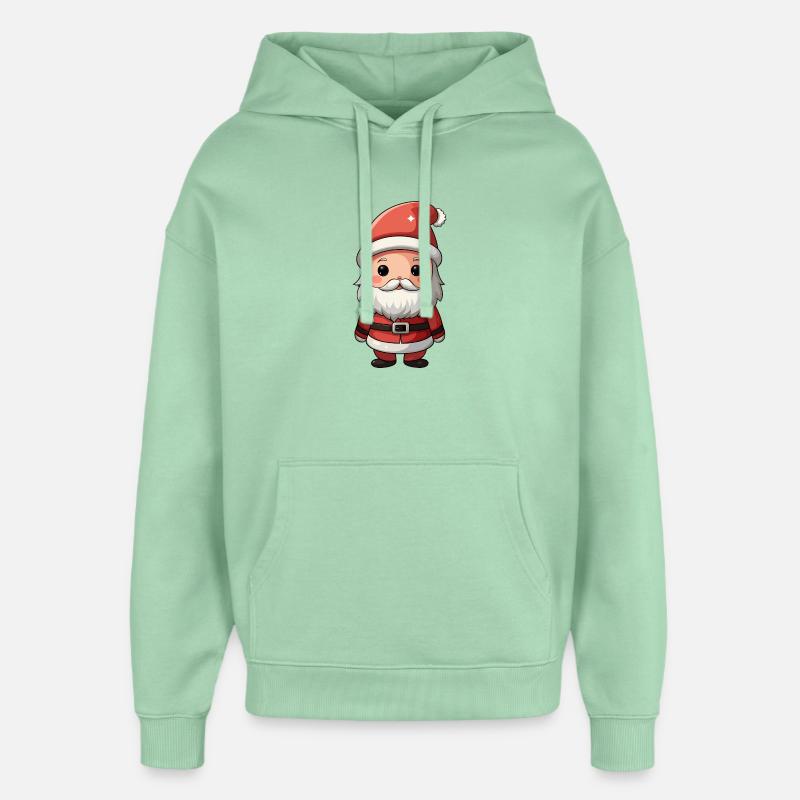 Chibi Père Noël Cheer Illustration - Sweat à capuche unisexe Stanley/Stella Oversized - jade brumeux