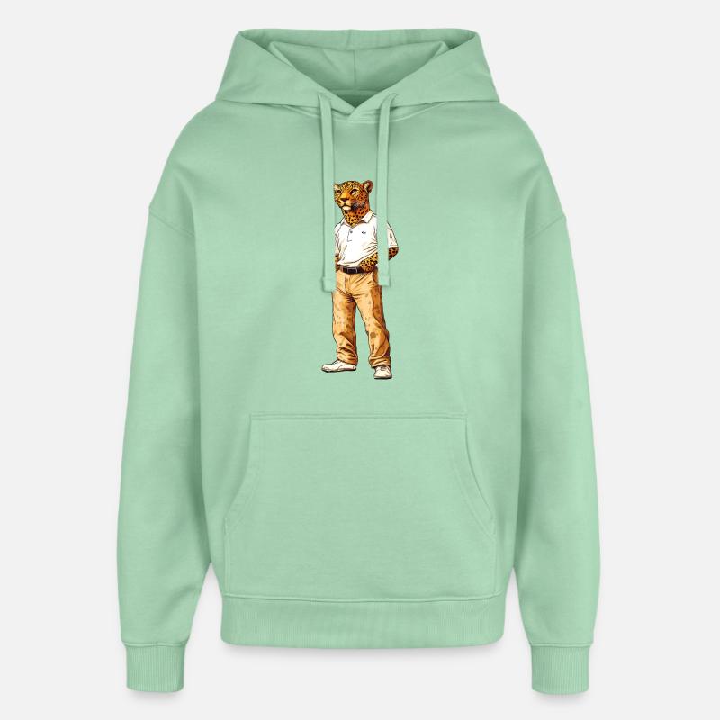 Éventail Léopard - Sweat à capuche unisexe Stanley/Stella Oversized - jade brumeux
