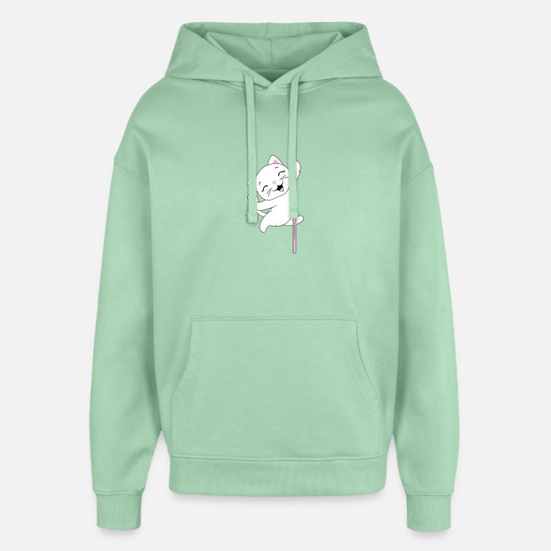 White_cat_is_dancing_on_a_pole - Sweat à capuche unisexe Stanley/Stella Oversized - jade brumeux