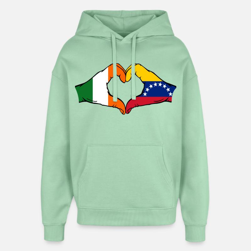 Cœur du drapeau Irlande du Venezuela - Sweat à capuche unisexe Stanley/Stella Oversized - jade brumeux