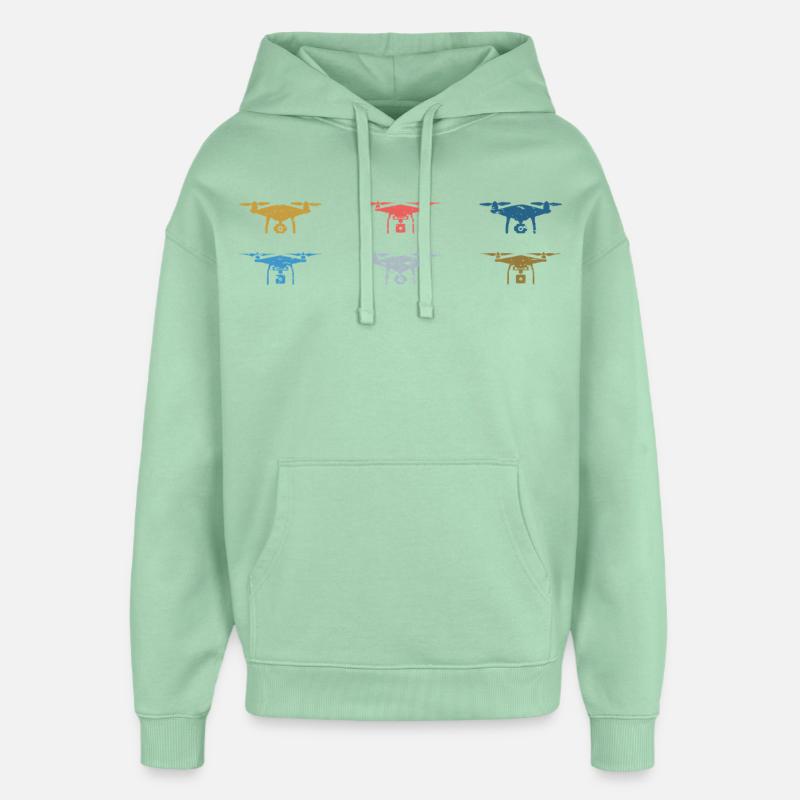 Heartbeat Drone Drones - Oversized Unisex Hoodie by Stanley/Stella - misty jade