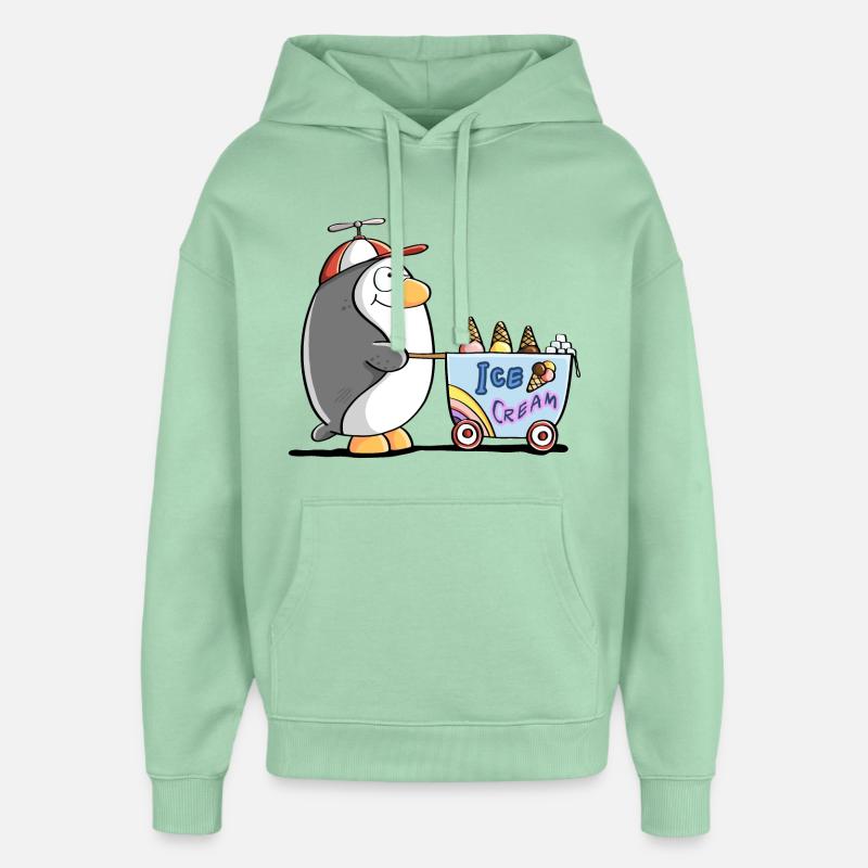 Pinguin Als Eisverkäufer - Eis - Sweat à capuche unisexe Stanley/Stella Oversized - jade brumeux
