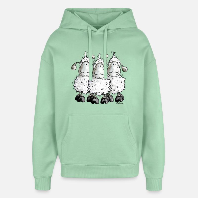 "Mc Wool" - sheep - mouton- moutons - Sweat à capuche unisexe Stanley/Stella Oversized - jade brumeux