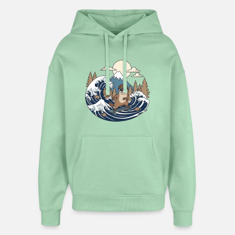 Kawaii Skateboard Bieber - Sweat à capuche unisexe Stanley/Stella Oversized - jade brumeux