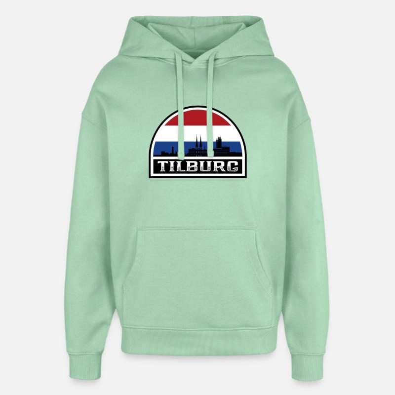 Tilburg Pays-Bas Skyline Silhouette Drapeau Néerlandais - Sweat à capuche unisexe Stanley/Stella Oversized - jade brumeux