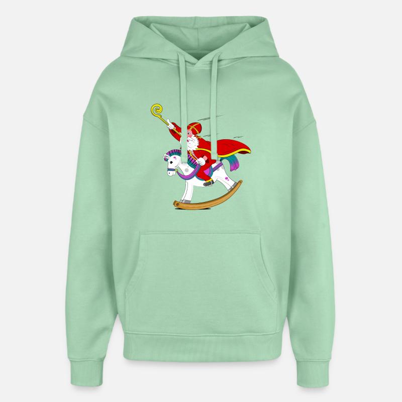 Sinterklaas sur cheval à bascule - Sweat à capuche unisexe Stanley/Stella Oversized - jade brumeux