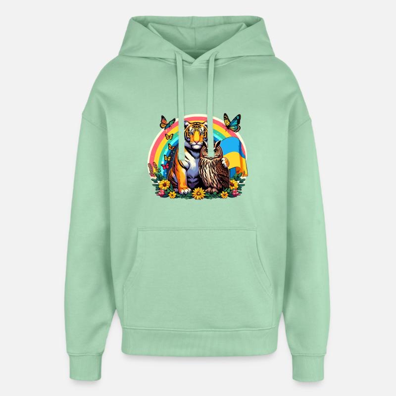 Tiger Eule Regenbogen - Oversized Unisex Hoodie von Stanley/Stella - Nebeljade