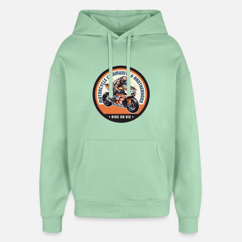 Motard Communauté et Fraternité - Sweat à capuche unisexe Stanley/Stella Oversized - jade brumeux